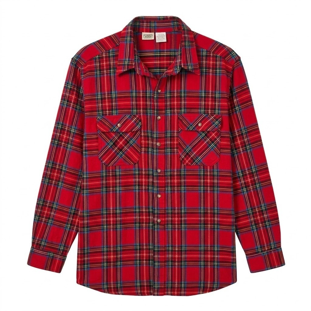 Five Brother Mens 2XL Tall Red Plaid Flannel Button Down Shirt 100% Cotton Heavy